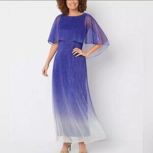 Danny & Nicole Bolero Cape Ombre Evening Dress